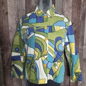 Life Style Geometric 70's Retro Groovy Hippie Beaded Shacket Small Petite Gift